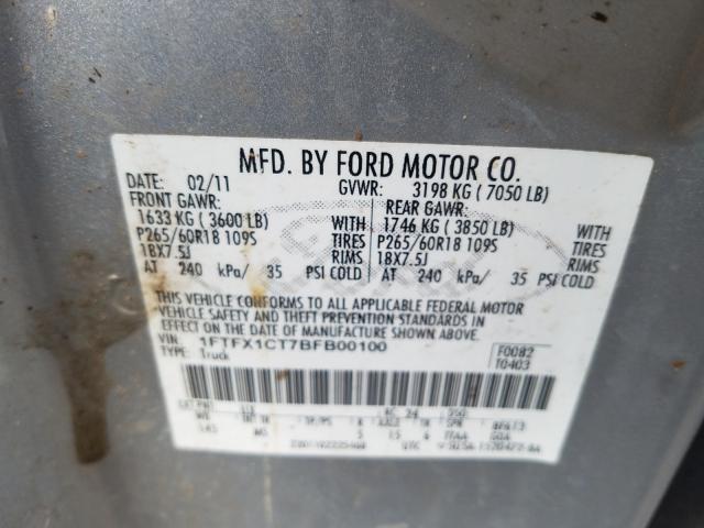 Photo 10 from auction – 2011 FORD F150 SUPER with VIN 1FTFX1CT7BFB00100