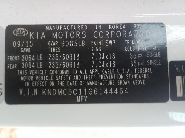 Photo 10 from auction – 2016 KIA SEDONA EX with VIN KNDMC5C11G6144464