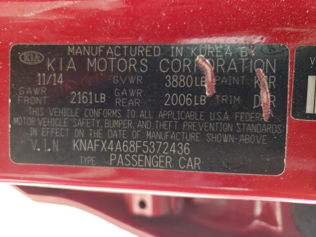 Photo 10 from auction – 2015 KIA FORTE LX with VIN KNAFX4A68F5372436