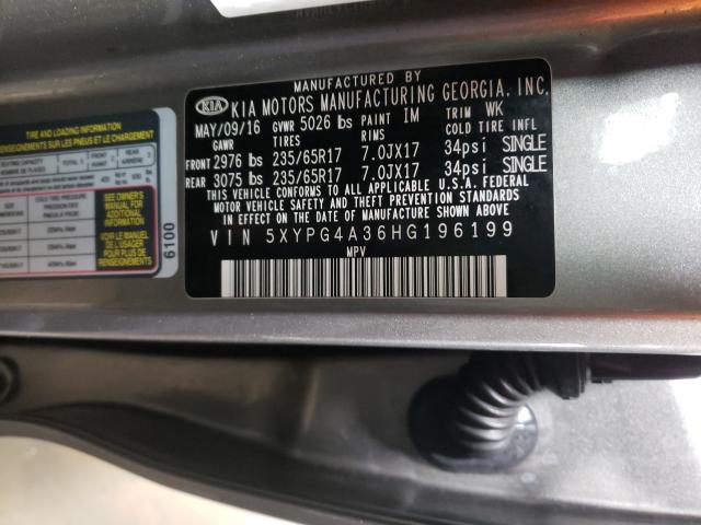 Photo 10 from auction – 2017 KIA SORENTO LX with VIN 5XYPG4A36HG196199