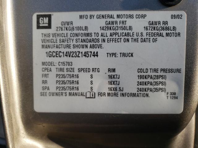 Photo 10 from auction – 2003 CHEVROLET SILVERADO C1500 with VIN 1GCEC14V23Z145744