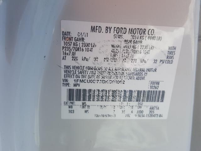 Photo 10 from auction – 2011 FORD ESCAPE XLT with VIN 1FMCU0D73BKC08062