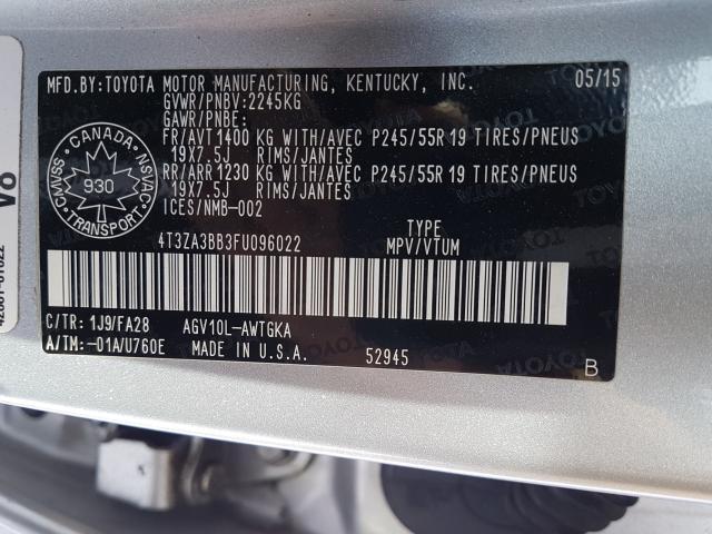 Photo 9 from auction – 2015 TOYOTA VENZA LE with VIN 4T3ZA3BB3FU096022