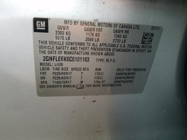 Photo 10 from auction – 2012 CHEVROLET EQUINOX LT with VIN 2GNFLEEK6C6101183