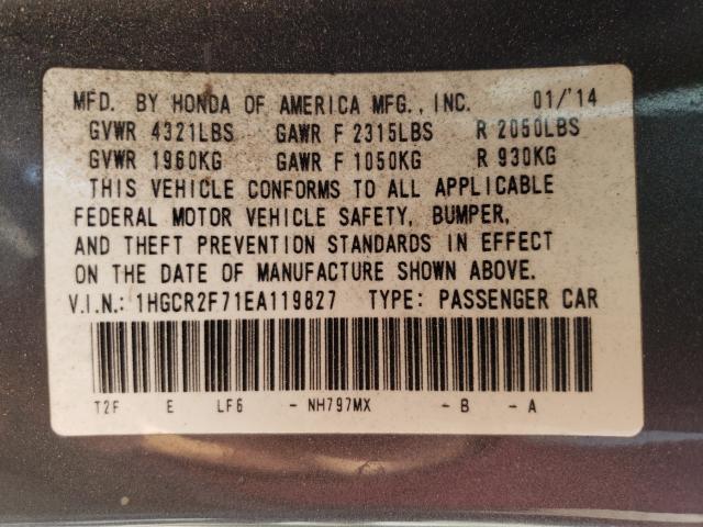 Photo 10 from auction – 2014 HONDA ACCORD EX with VIN 1HGCR2F71EA119827