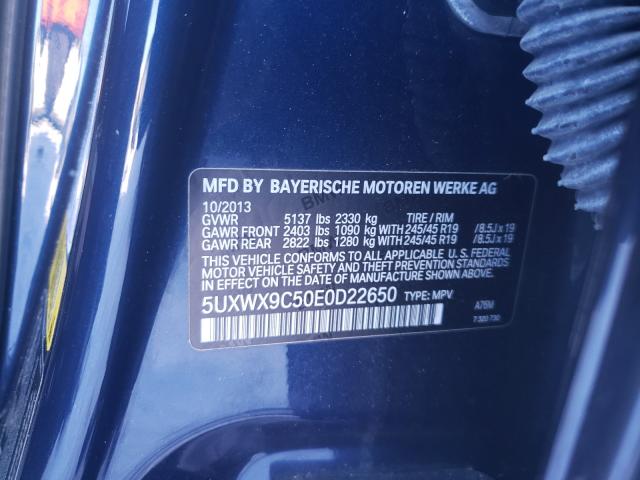 Photo 10 from auction – 2014 BMW X3 XDRIVE2 with VIN 5UXWX9C50E0D22650