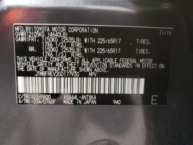 Photo 10 from auction – 2016 TOYOTA RAV4 LE with VIN JTMBFREV2GD177930