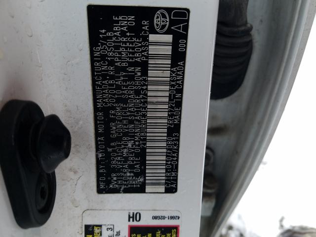 Photo 10 from auction – 2014 TOYOTA COROLLA L with VIN 2T1BURHE3EC175423
