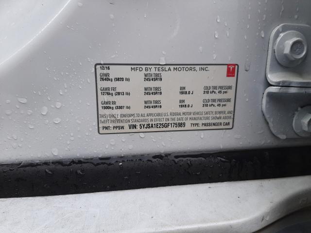 Photo 10 from auction – 2016 TESLA MODEL S with VIN 5YJSA1E25GF175989