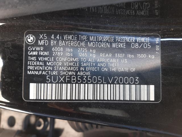 Foto 10 de la subasta – 2005 BMW X5 4.4I con VIN 5UXFB53505LV20003