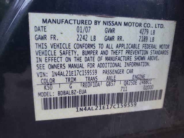 Photo 10 from auction – 2007 NISSAN ALTIMA 2.5 with VIN 1N4AL21E17C159559