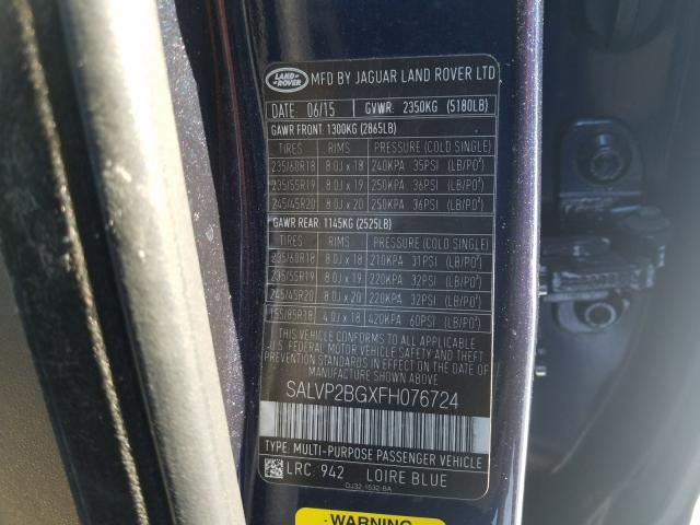 Photo 10 from auction – 2015 LAND ROVER RANGE ROVE with VIN SALVP2BGXFH076724