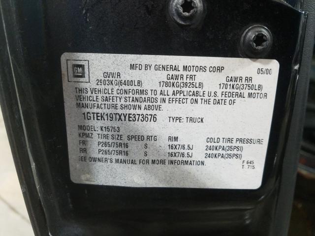 Photo 10 from auction – 2000 GMC NEW SIERRA with VIN 1GTEK19TXYE373676