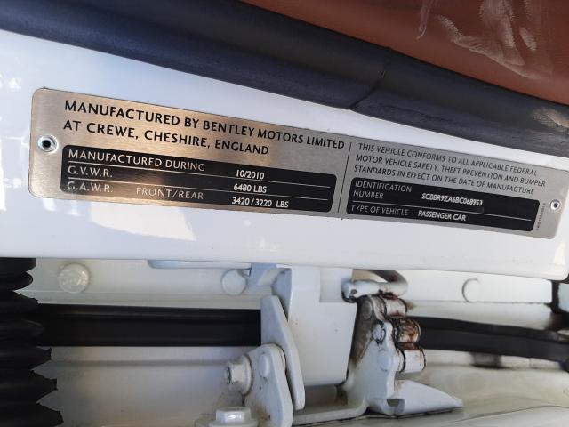 Photo 10 from auction – 2011 BENTLEY CONTINENTA with VIN SCBBR9ZA6BC068953