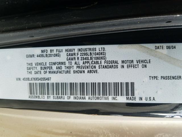 Photo 10 from auction – 2005 SUBARU LEGACY with VIN 4S3BL676X54205497