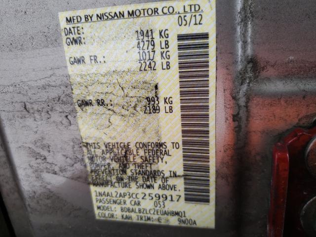 Photo 10 from auction – 2012 NISSAN ALTIMA BAS with VIN 1N4AL2AP3CC259917
