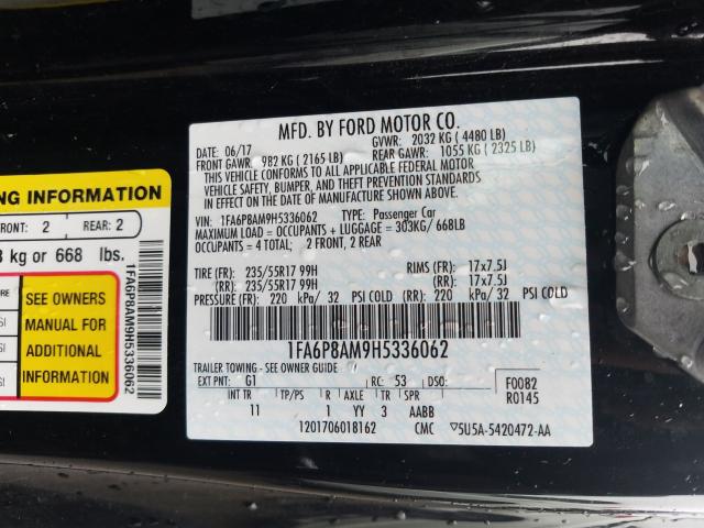 Photo 10 from auction – 2017 FORD MUSTANG with VIN 1FA6P8AM9H5336062