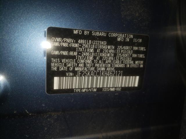 Photo 10 from auction – 2019 SUBARU FORESTER with VIN JF2SKACC1KH462121
