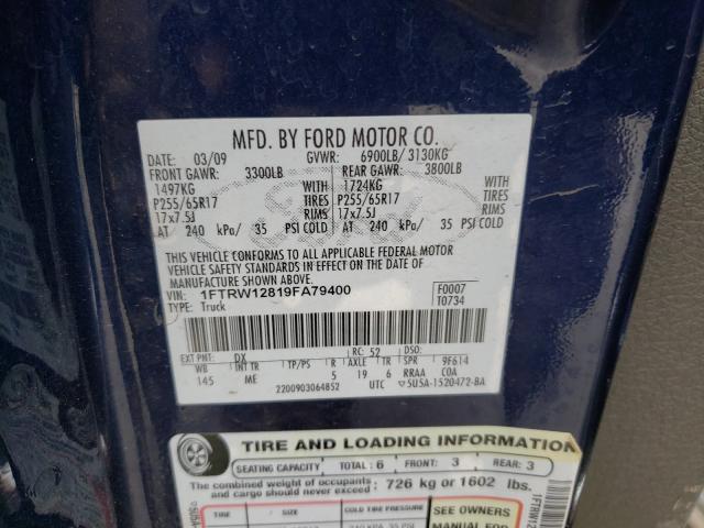 Photo 10 from auction – 2009 FORD F150 SUPER with VIN 1FTRW12819FA79400