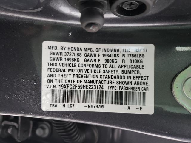 Photo 10 from auction – 2017 HONDA CIVIC LX with VIN 19XFC2F59HE223124