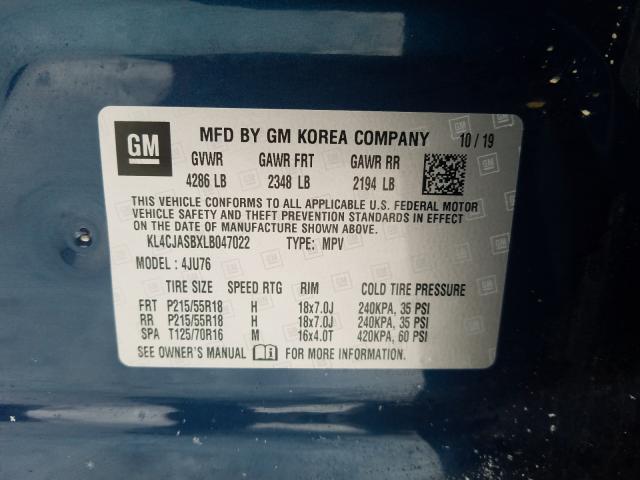 Photo 10 from auction – 2020 BUICK ENCORE PRE with VIN KL4CJASBXLB047022