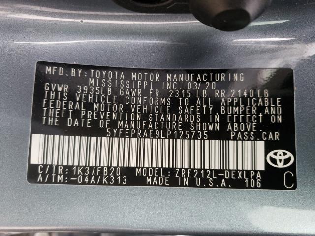 Photo 10 from auction – 2020 TOYOTA COROLLA LE with VIN 5YFEPRAE9LP125735
