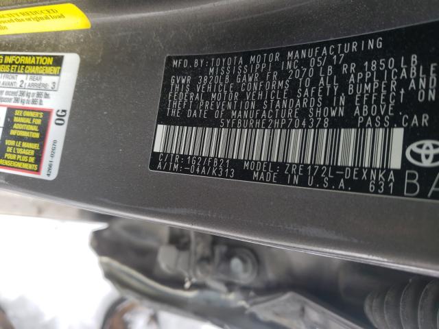 Photo 10 from auction – 2017 TOYOTA COROLLA L with VIN 5YFBURHE2HP704378