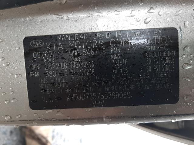 Photo 10 from auction – 2008 KIA SORENTO EX with VIN KNDJD735785799069