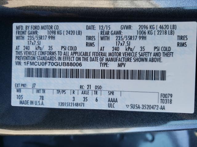 Photo 10 from auction – 2016 FORD ESCAPE S with VIN 1FMCU0F70GUB88006