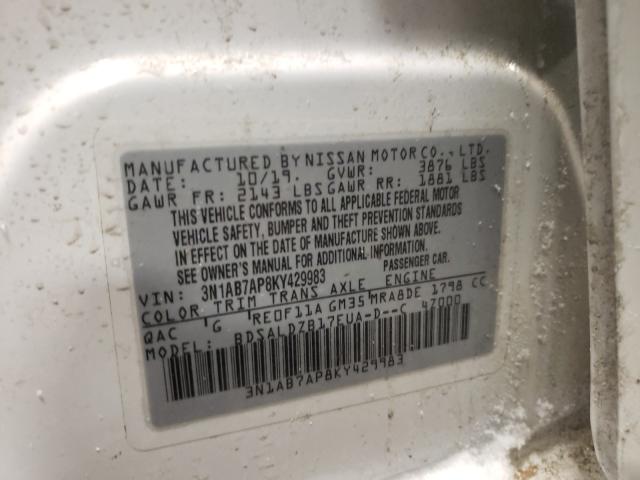 Photo 10 from auction – 2019 NISSAN SENTRA S with VIN 3N1AB7AP8KY429983