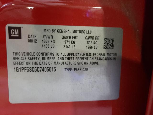 Photo 10 from auction – 2012 CHEVROLET CRUZE LT with VIN 1G1PF5SC6C7406015