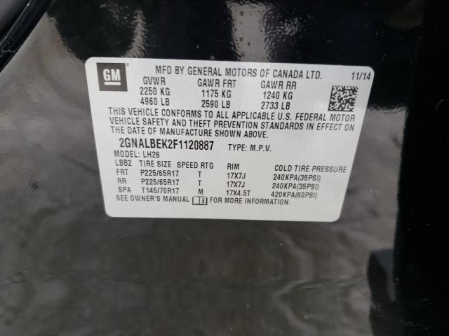 Photo 10 from auction – 2015 CHEVROLET EQUINOX LT with VIN 2GNALBEK2F1120887