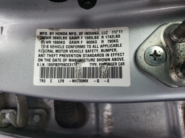 Photo 10 from auction – 2012 HONDA CIVIC LX with VIN 19XFB2F59CE317676