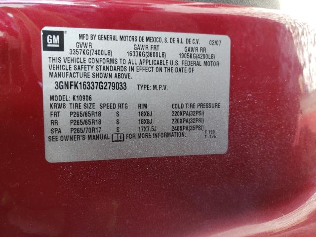 Photo 10 from auction – 2007 CHEVROLET SUBURBAN K with VIN 3GNFK16337G279033