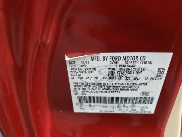 Photo 10 from auction – 2012 FORD ESCAPE LIM with VIN 1FMCU0E71CKC19772