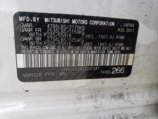 Photo 10 from auction – 2018 MITSUBISHI OUTLANDER with VIN JA4AD2A3XJZ001581