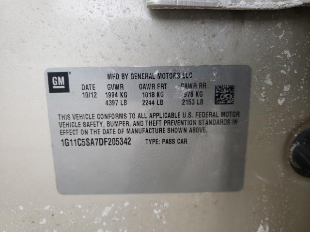 Photo 10 from auction – 2013 CHEVROLET MALIBU 1LT with VIN 1G11C5SA7DF205342