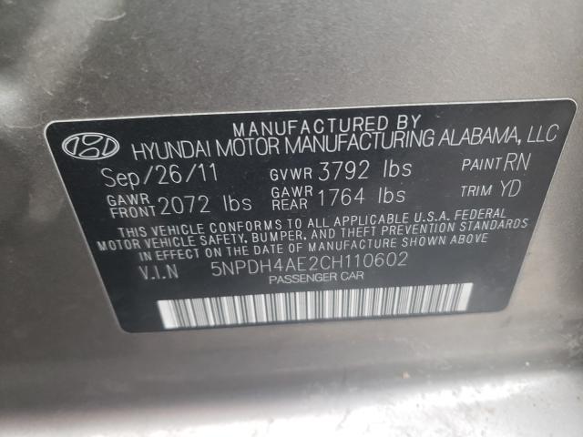 Photo 10 from auction – 2012 HYUNDAI ELANTRA GL with VIN 5NPDH4AE2CH110602