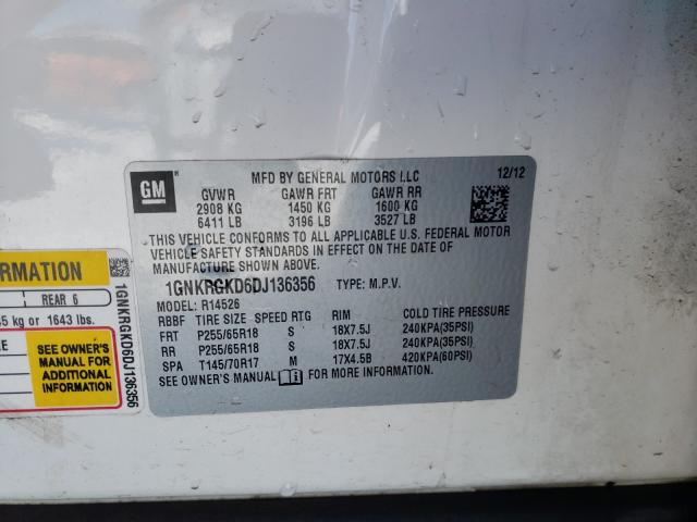 Photo 10 from auction – 2013 CHEVROLET TRAVERSE L with VIN 1GNKRGKD6DJ136356
