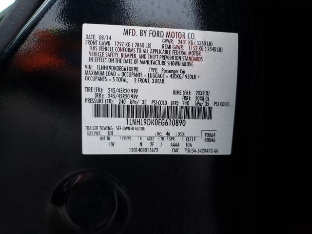 Photo 10 from auction – 2014 LINCOLN MKS with VIN 1LNHL9DK0EG610890