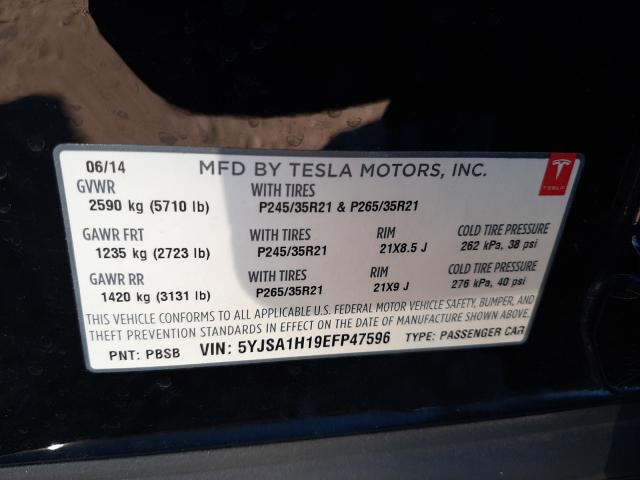 Photo 10 from auction – 2014 TESLA MODEL S with VIN 5YJSA1H19EFP47596