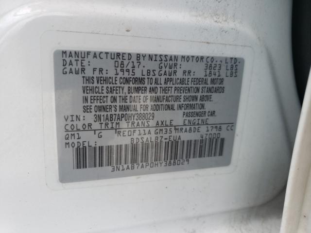 Photo 10 from auction – 2017 NISSAN SENTRA S with VIN 3N1AB7AP0HY388029