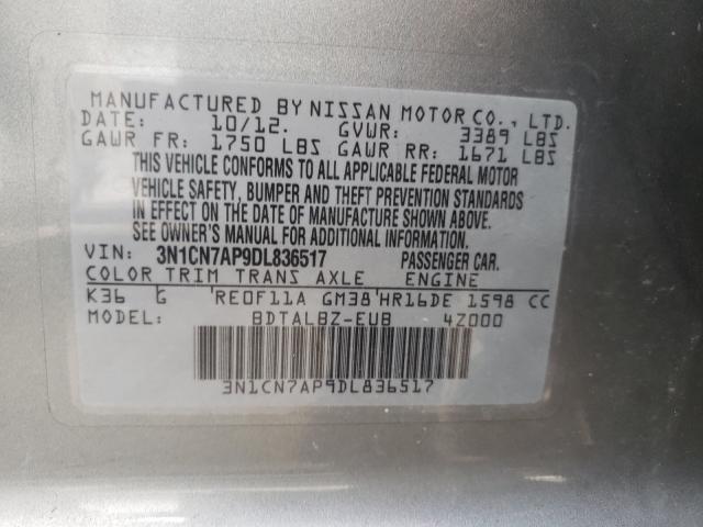 Photo 10 from auction – 2013 NISSAN VERSA S with VIN 3N1CN7AP9DL836517