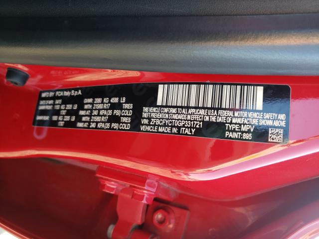 Photo 10 from auction – 2016 FIAT 500X TREKK with VIN ZFBCFYCT0GP331721