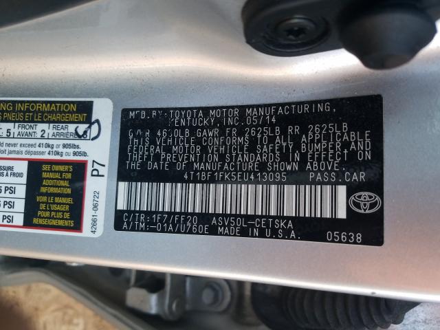 Photo 10 from auction – 2014 TOYOTA CAMRY L with VIN 4T1BF1FK5EU413095