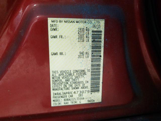 Photo 10 from auction – 2015 NISSAN ALTIMA with VIN 1N4AL3AP4FC473079