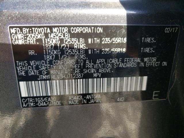 Photo 10 from auction – 2017 TOYOTA RAV4 LIMIT with VIN JTMYFREV3HJ712387