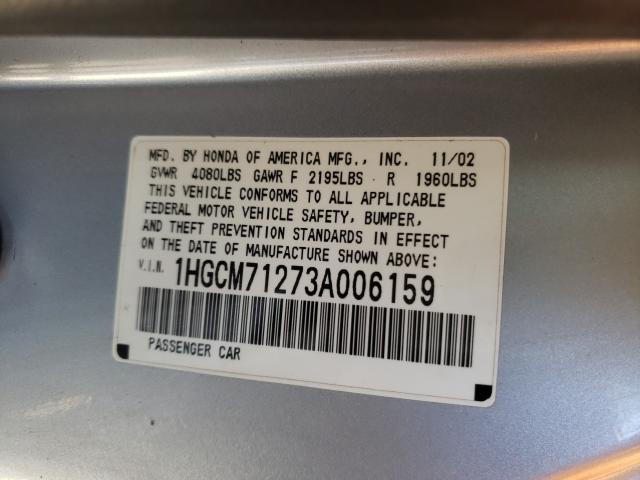Photo 10 from auction – 2003 HONDA ACCORD LX with VIN 1HGCM71273A006159