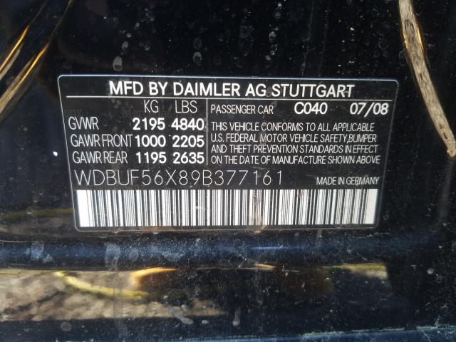 Photo 10 from auction – 2009 MERCEDES-BENZ E 350 with VIN WDBUF56X89B377161