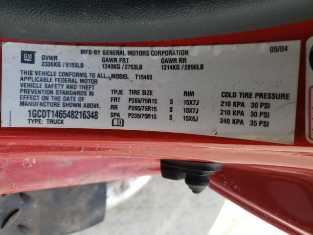 Photo 10 from auction – 2004 CHEVROLET COLORADO with VIN 1GCDT146548216348